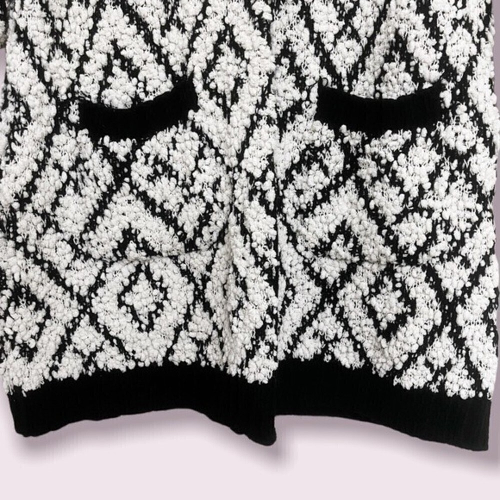 Anthropologie Solitaire Sweater Cardigan Black White Geometric Womens Size Small - Picture 6 of 10